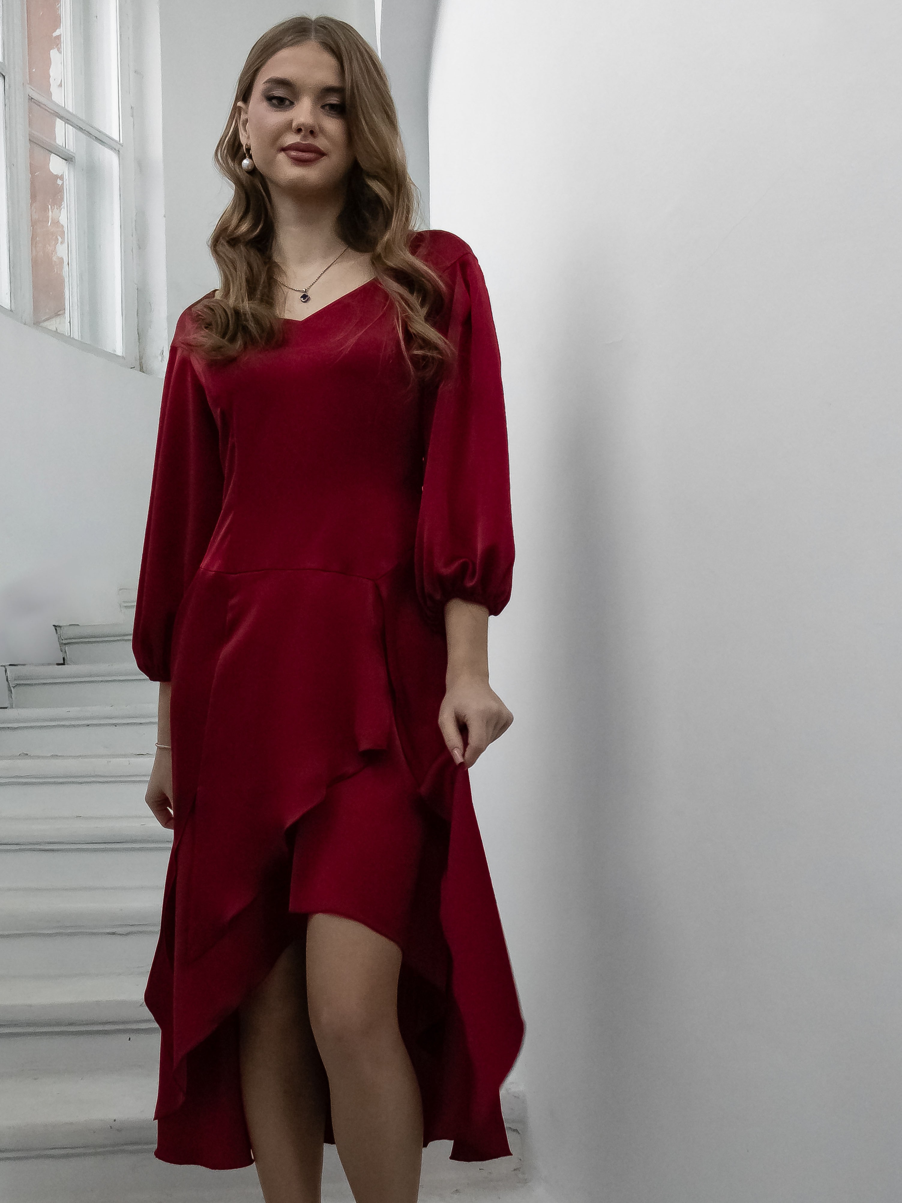 Сукня "Пелюстка" міді колір бордовий